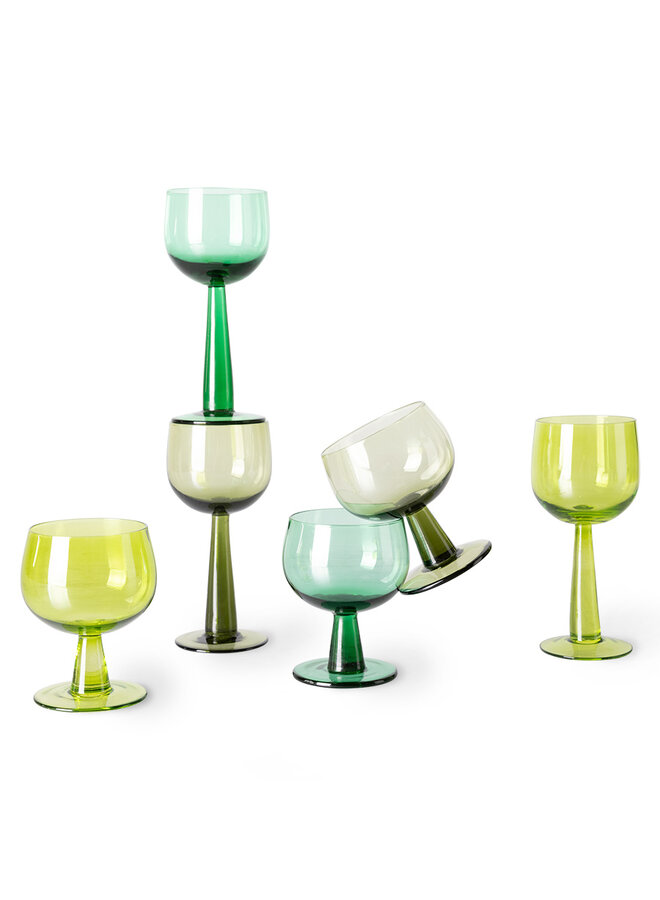 The emeralds wine glass tall - olive green