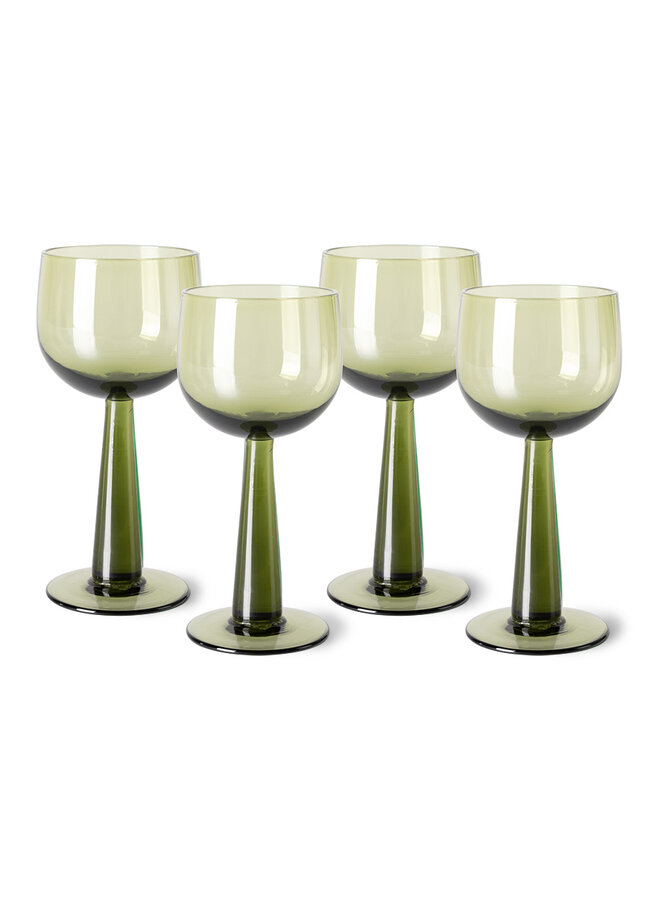 The emeralds wine glass tall - olive green