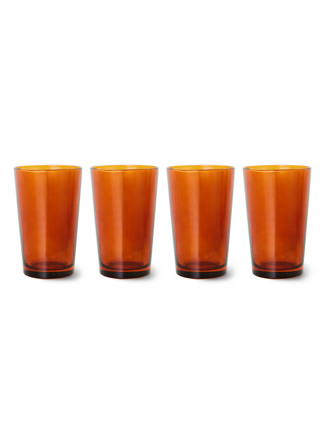 70s glassware Tea glasses amber brown (set of 4)