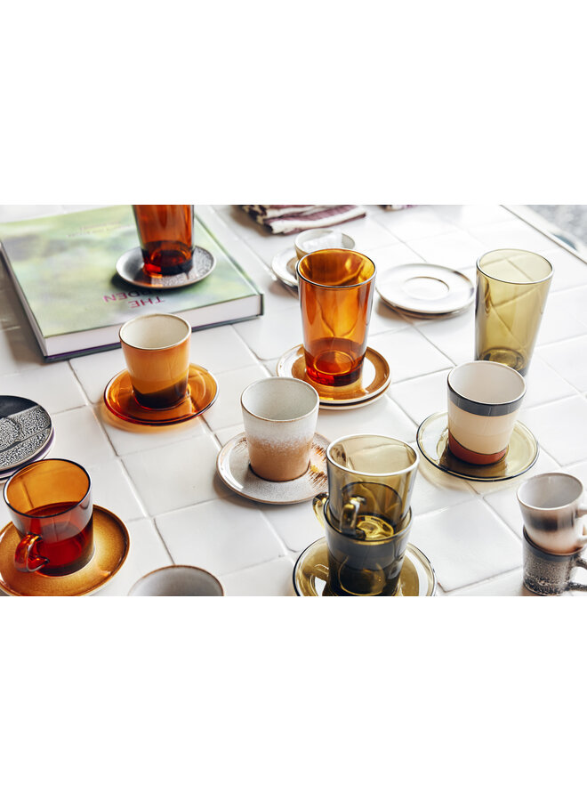 70s glassware Tea glasses amber brown (set of 4)