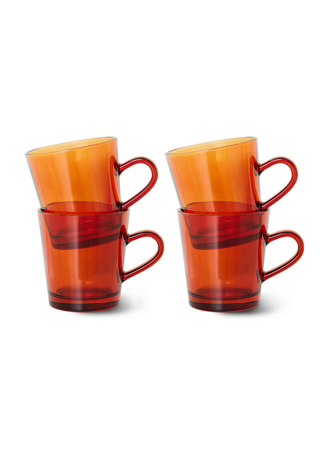 70s Glassware Coffee cups (Set of 4) - amber brown