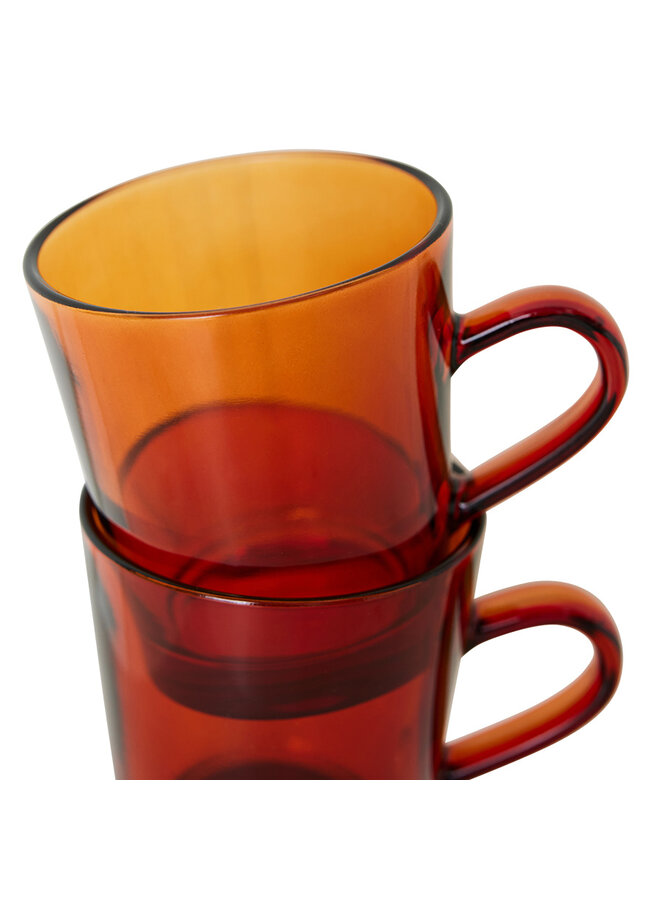 70s Glassware Kaffeegläser (4 Stück) - amber brown