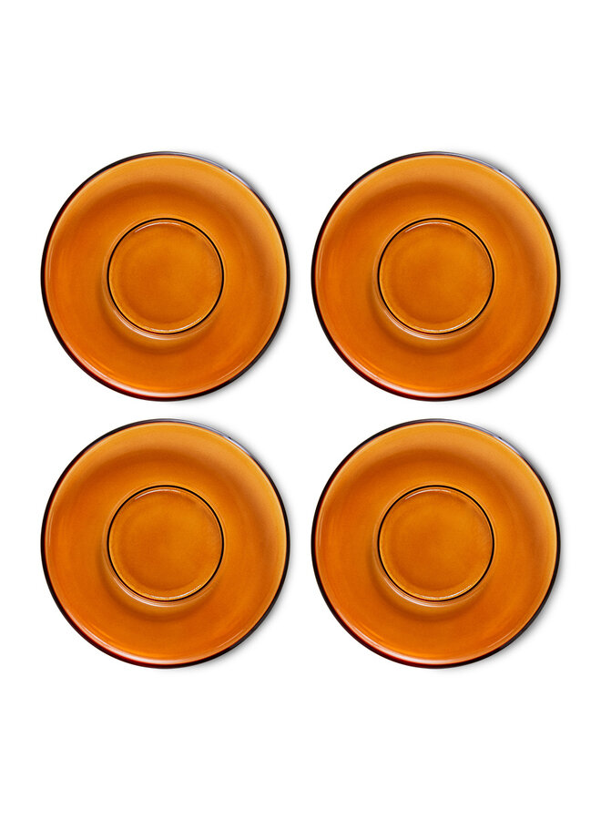 70s Glassware Untersetzer amber brown (set of 4)