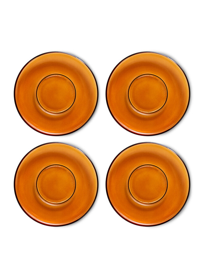 70s Glassware Unztersetzer amber brown (set of 4)