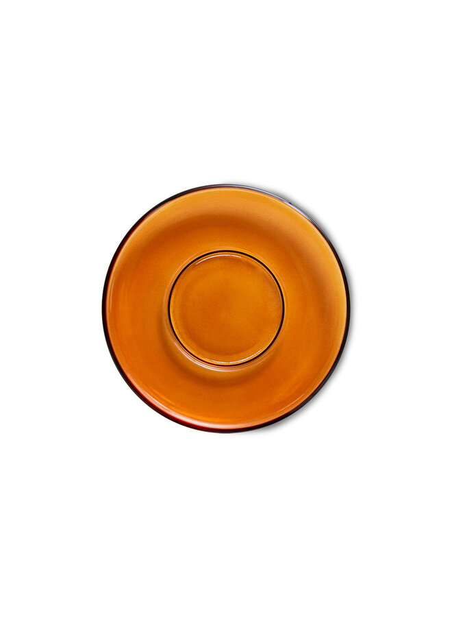 70s Glassware Saucers amber brown (set of 4)
