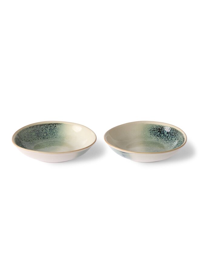 Ceramic 70's curry bowls set of 2 - mist