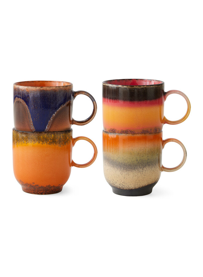 70s ceramics coffee mug BRAZIL Set of 4