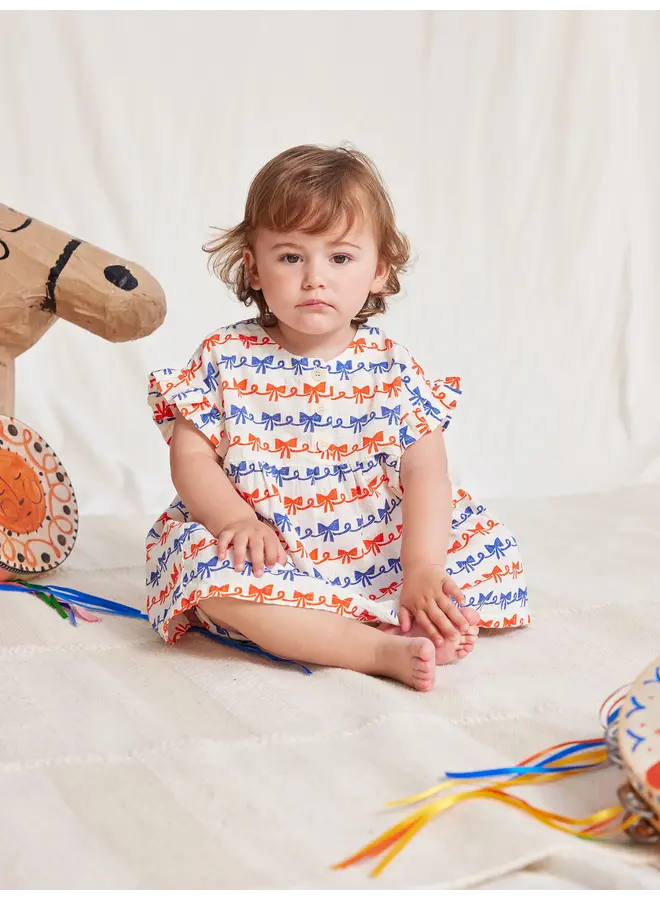 Baby Ribbon Bow all over woven dress