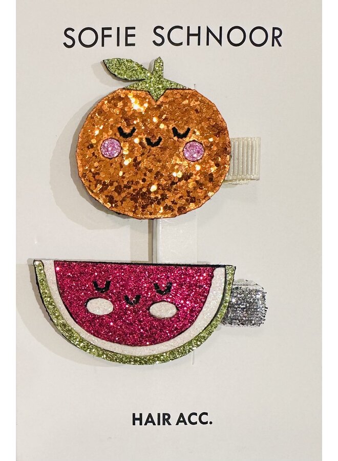 Fruits glitter clip set