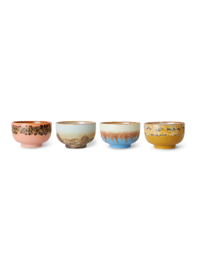 Ceramic 70's noodle bowls set of 4  - seabreeze