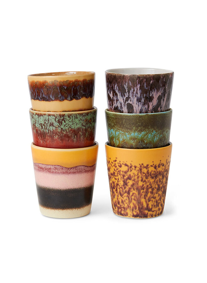 70's coffee mugs set of 6 - valley