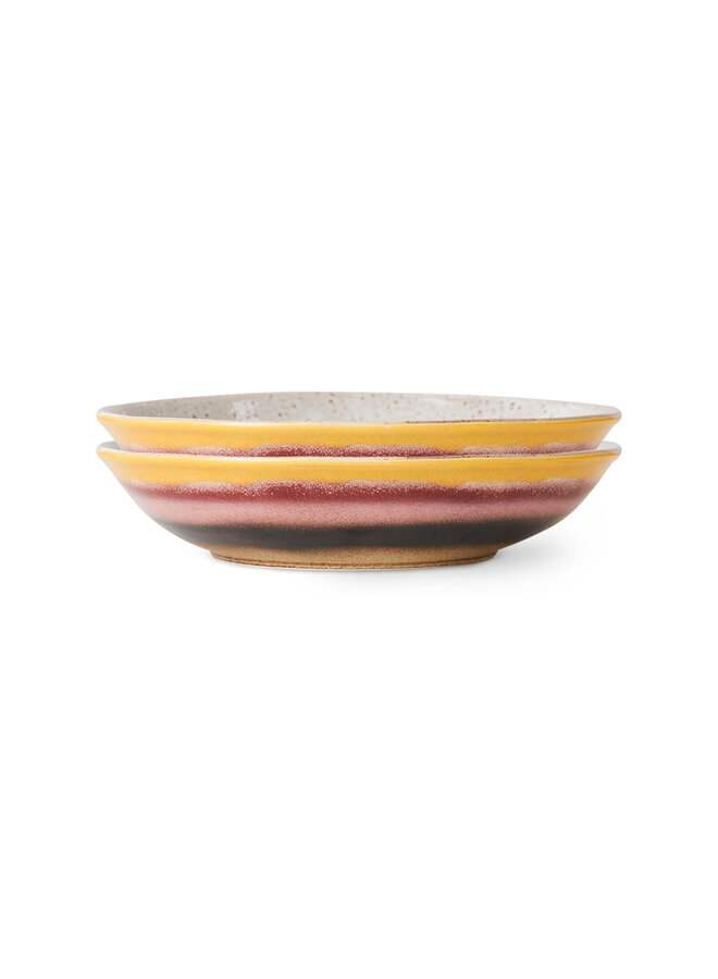 70s ceramics curry bowls  (set of 2) - hibiscus