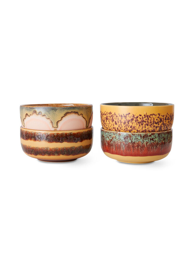 Ceramic 70's Dessert Bowls (set of 4) - harbour