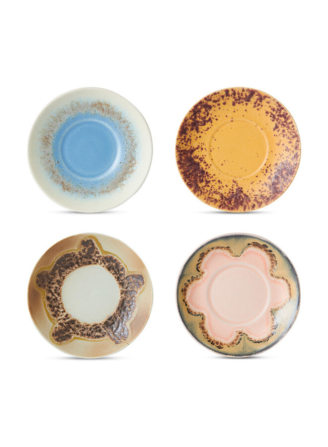 70s ceramics saucers (set of 4)  -  ocean