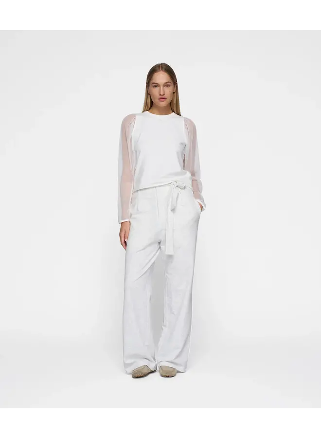 Belted Wide Jogger - white melee