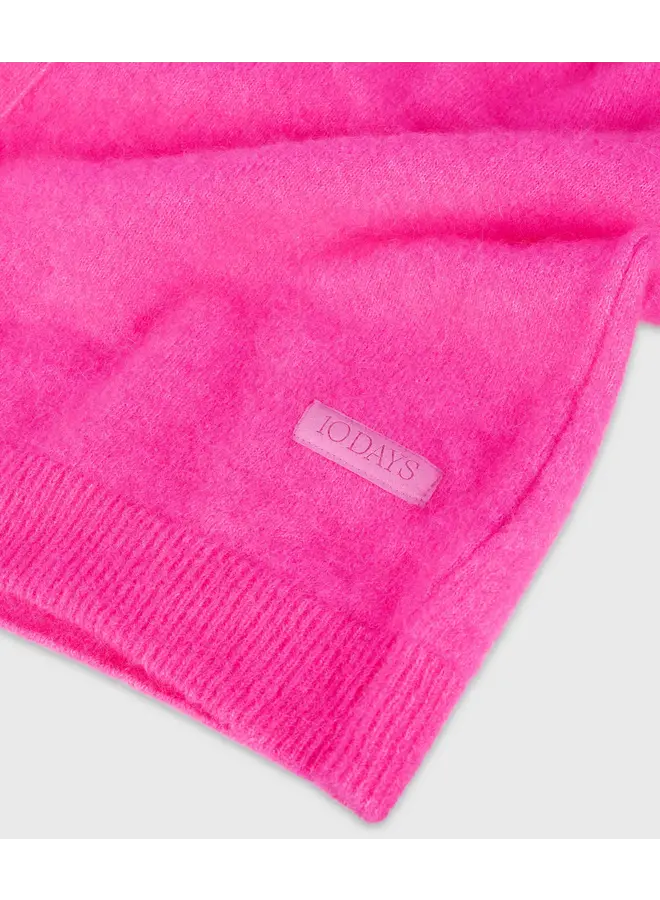 V-neck Knit Sweater - neon pink
