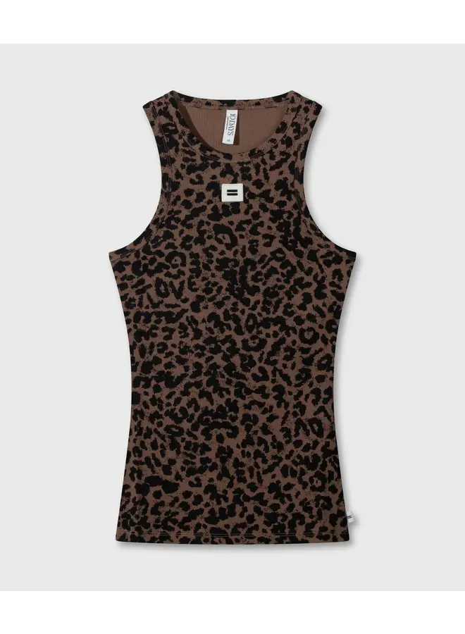 Tank Top rib leopard  - dark fudge