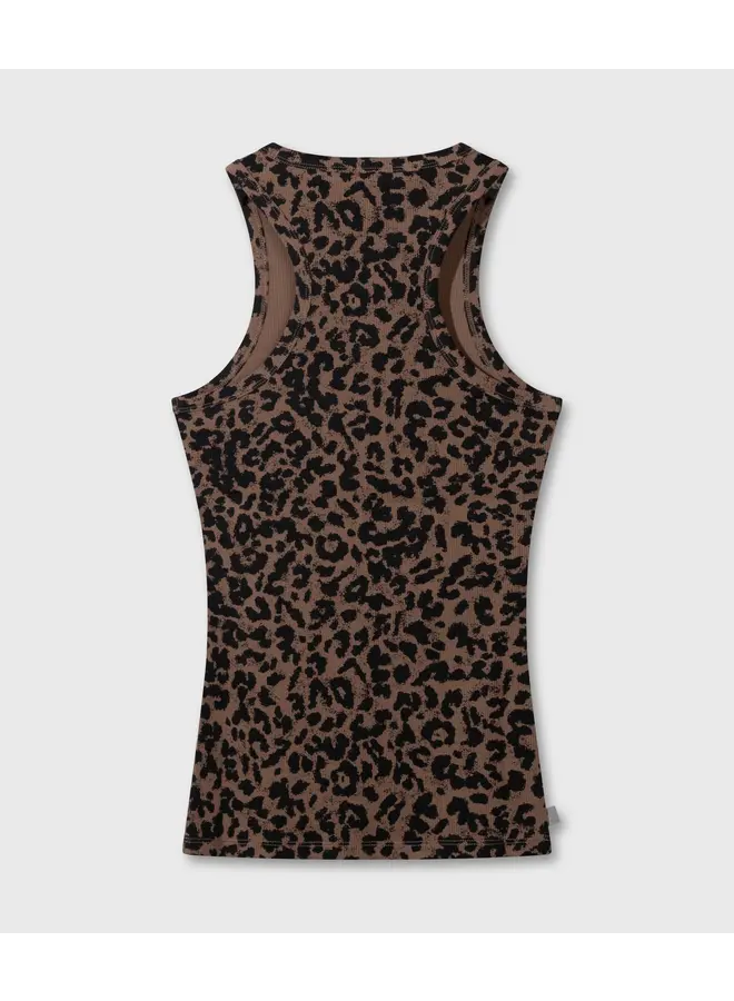 Tank Top rib leopard  - dark fudge