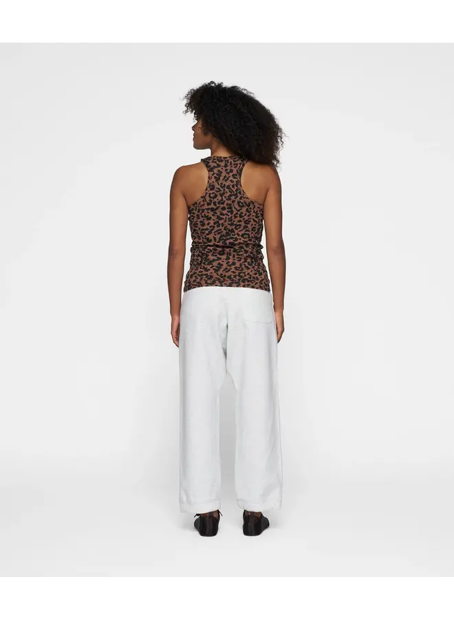 Tank Top rib leopard  - dark fudge
