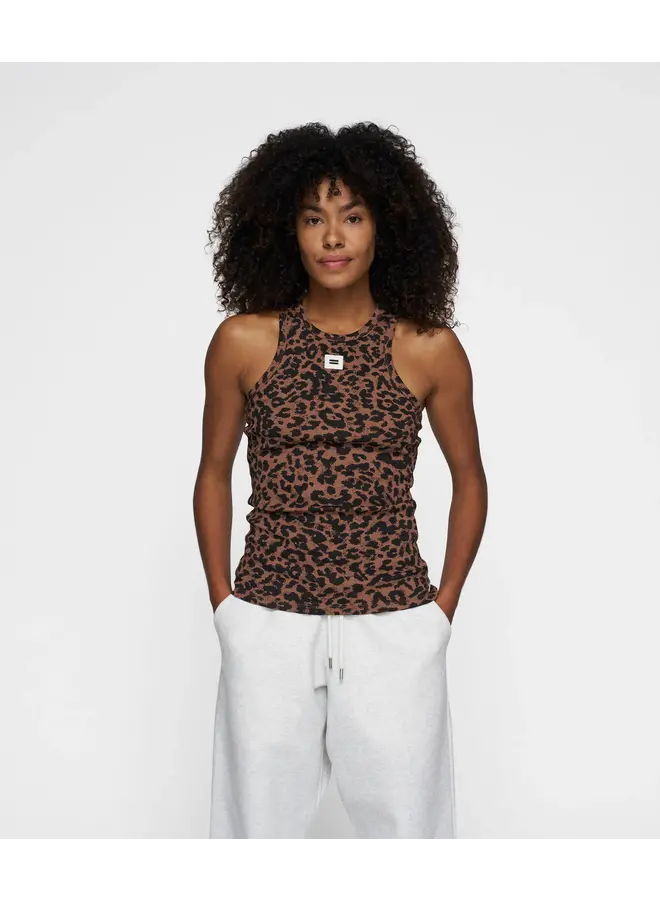 Tank Top rib leopard  - dark fudge