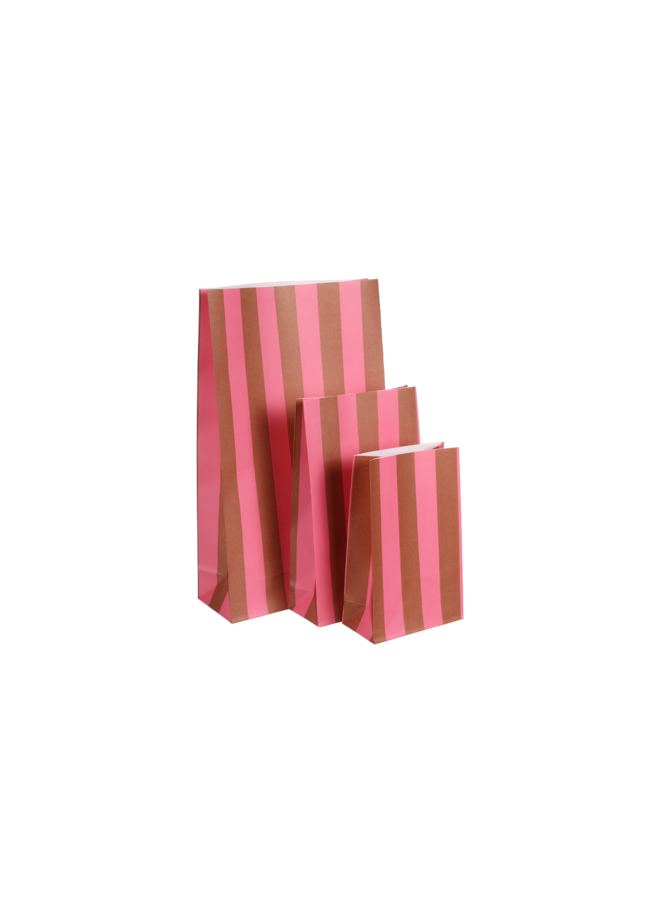 Blockbottom Beutel Streifen - pink / brown