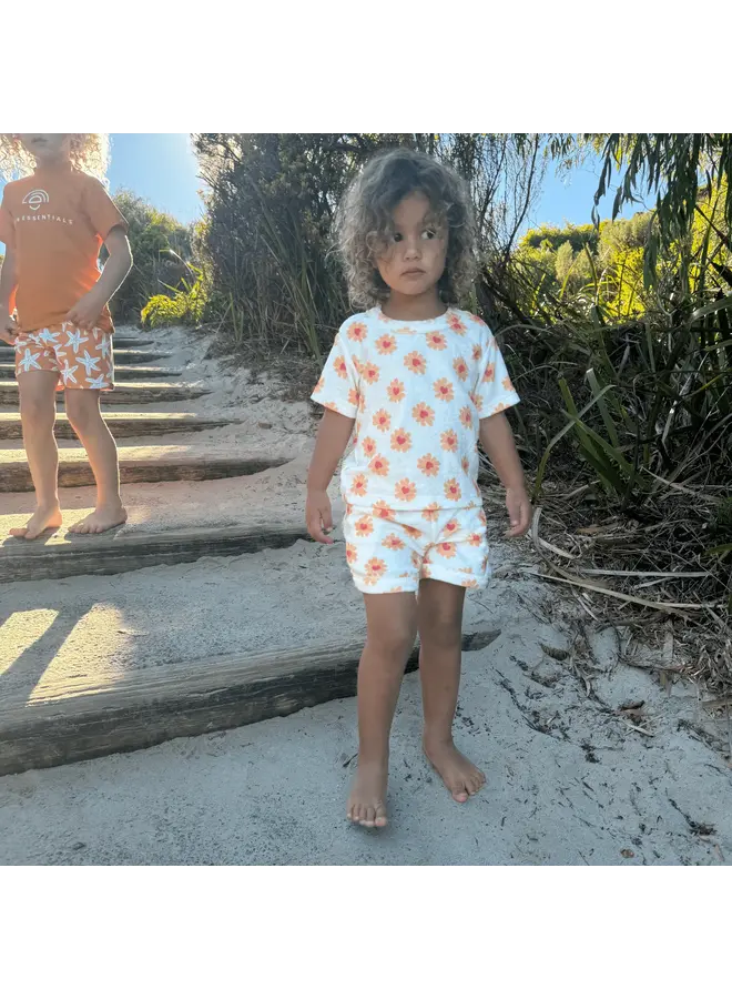 Beach Playsuit  Set Flower Hearts - Muslin