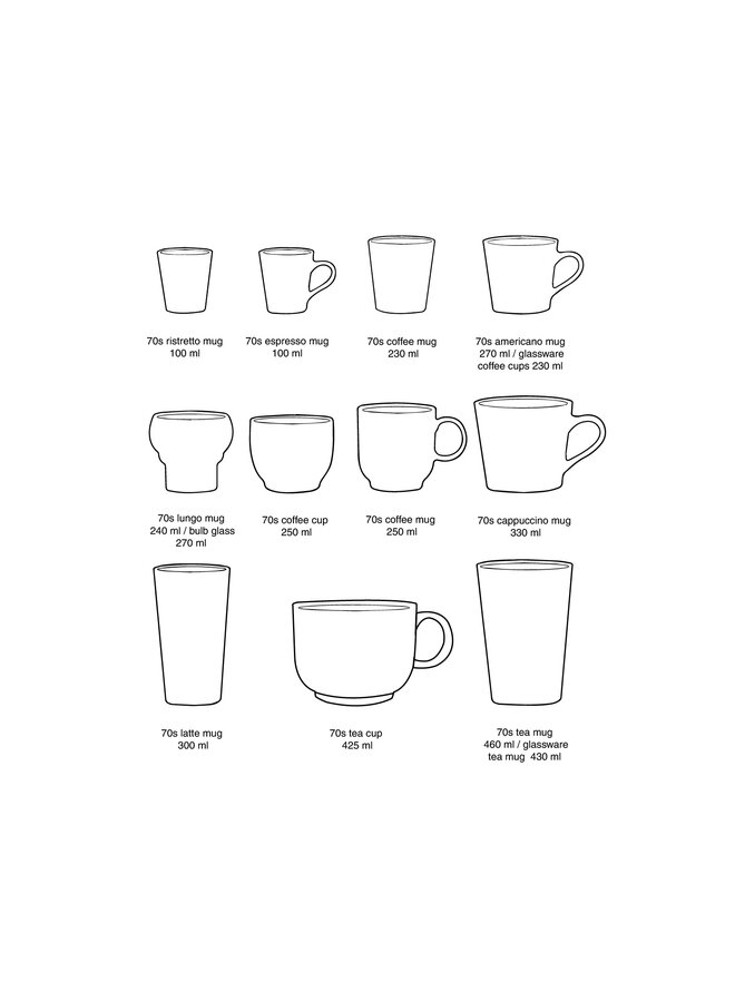 70s ceramics cafe mugs ABSTRACT Set of 4