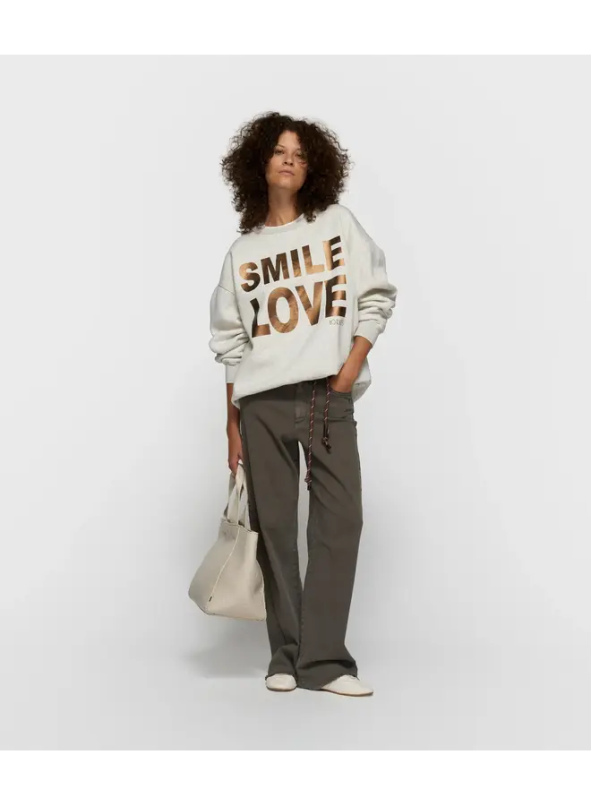 Statement Sweater Smile Love Soft white melee