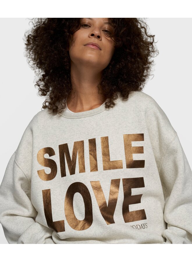 Statement Sweater Smile Love Soft white melee