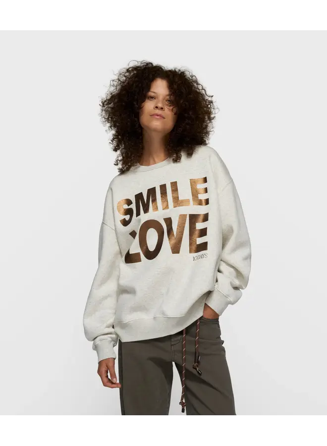 Statement Sweater Smile Love Soft white melee
