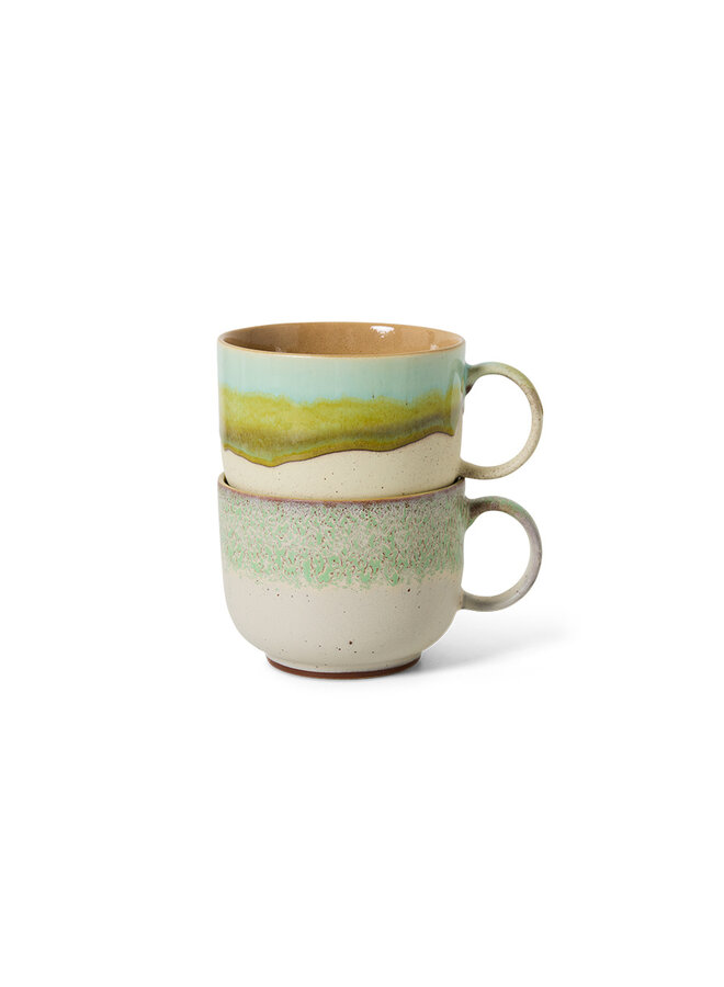 Ceramic 70's tea cups Set of 2 - neo