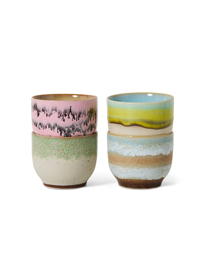 70s ceramics cafe cups DECO Set of 4