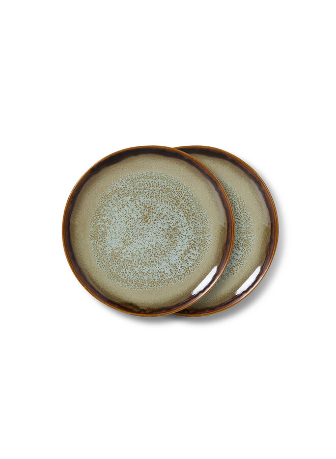 Ceramic 70's dessert plate - contrast