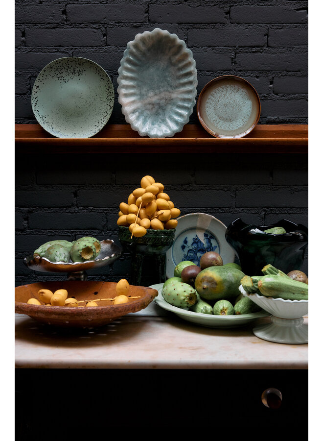 Ceramic 70's dessert plate - contrast