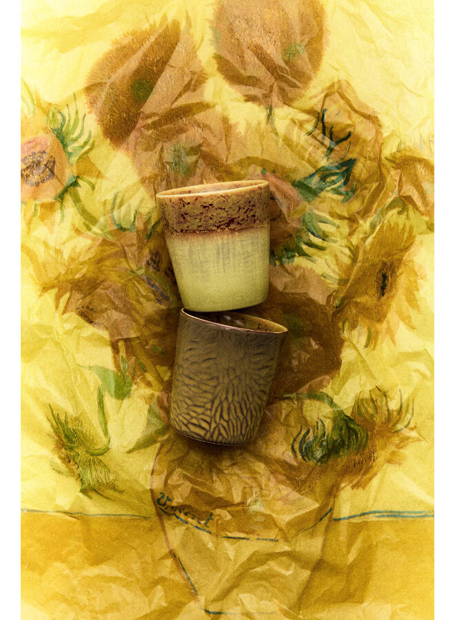 70s ceramics coffee mugs - Van Gogh, sunflowers  (set of 2)