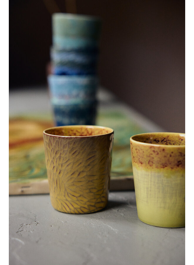 70s ceramics coffee mugs - Van Gogh, sunflowers  (set of 2)