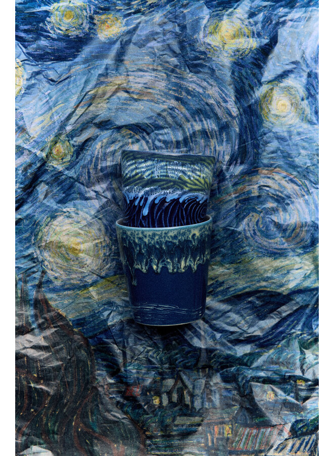 70s ceramics coffee mugs - Van Gogh, starry night (set of 2)