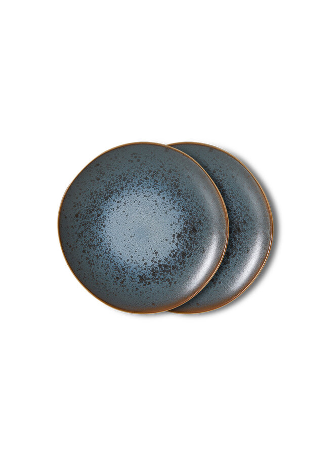 Ceramic 70's dessert plate - mineral