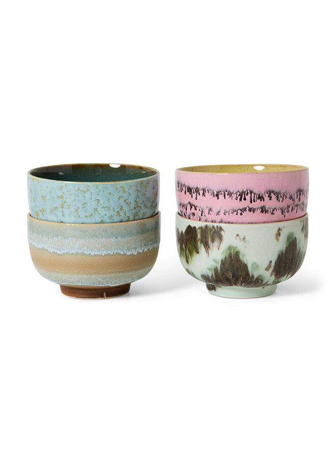 Ceramic 70's noodle bowls set of 4 dada