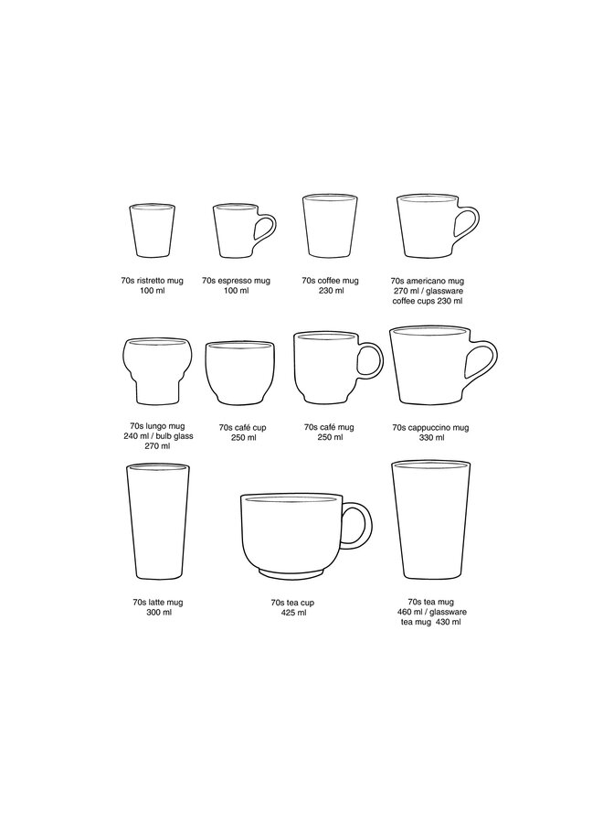 70s ceramics coffee mug - Artistic set van 4