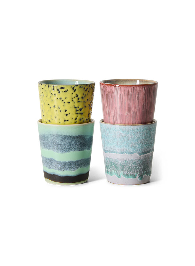 70s ceramics coffee mug - Artistic set of 4