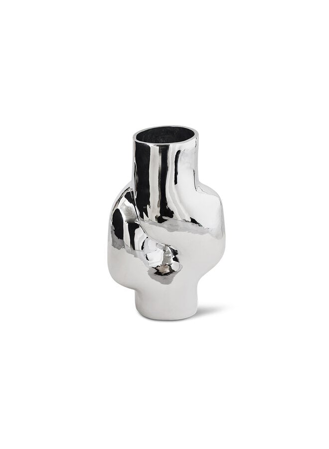 Gleam glass high Vase - chrome