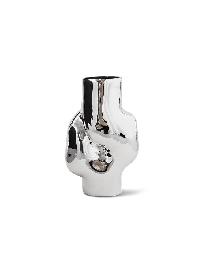 Gleam glass high Vase - chrome