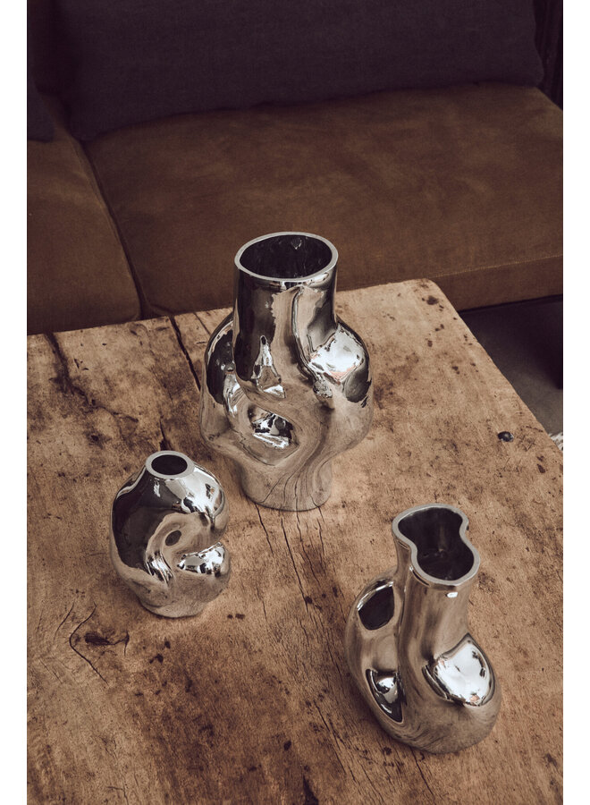 Gleam glass small Vase - chrome