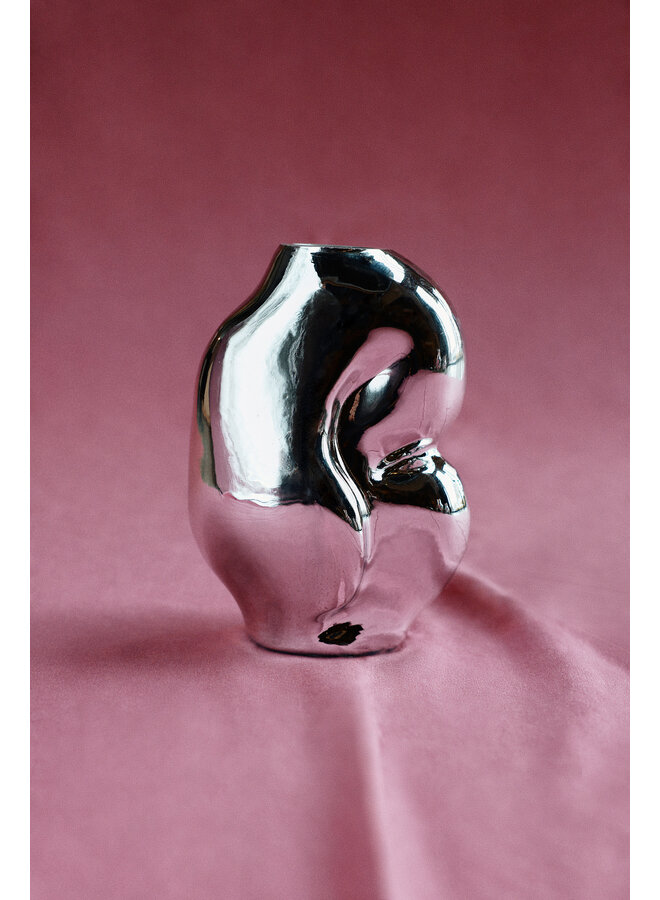 Gleam glass small Vase - chrome