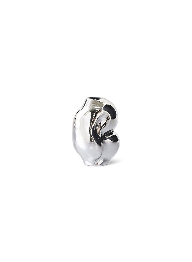 Gleam glass small Vase - chrome