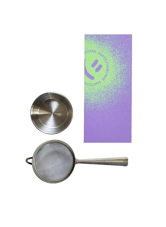 Matcha sieve with saucer