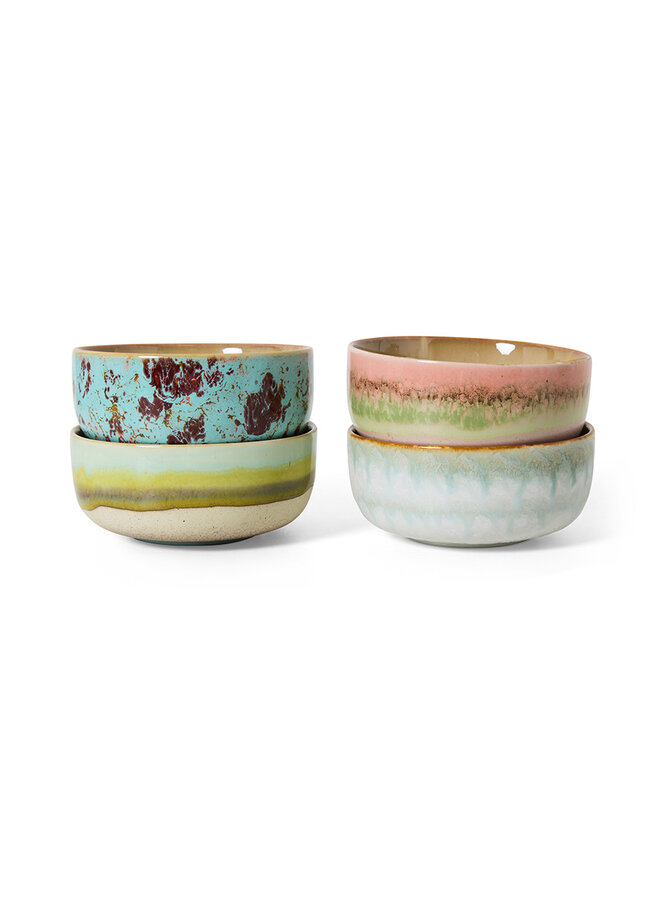 Ceramic 70's Dessert Bowls Impression - set of 4
