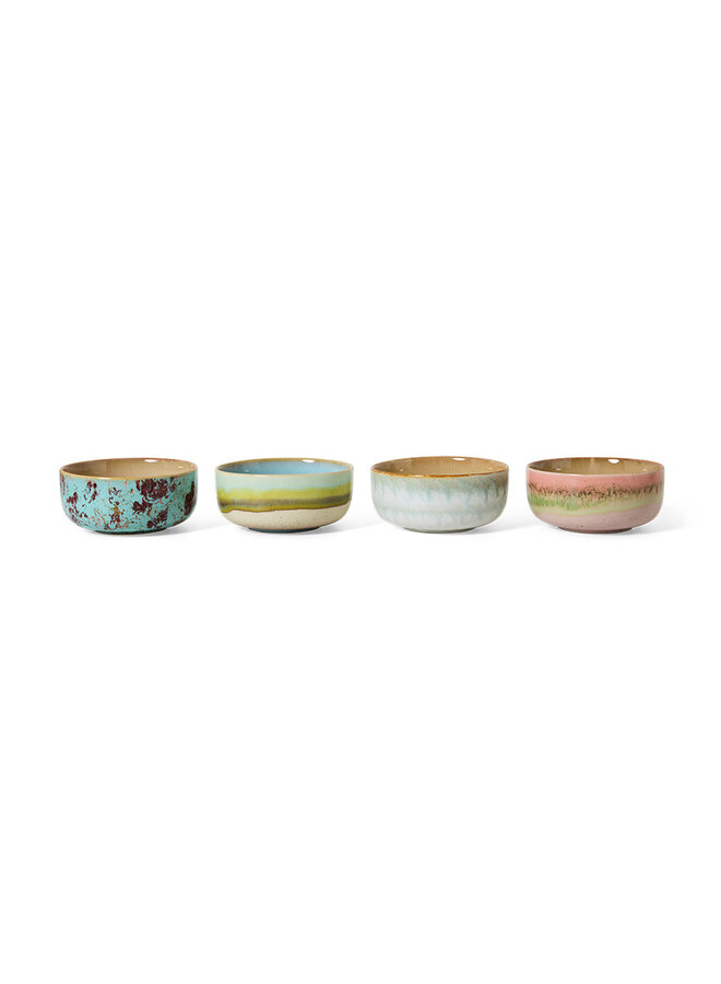 Ceramic 70's Dessert Bowls Impression - set of 4