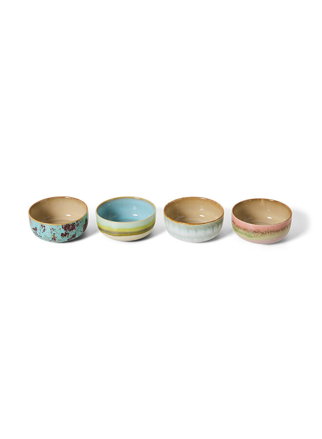 Ceramic 70's Dessert Bowls Impression - set of 4
